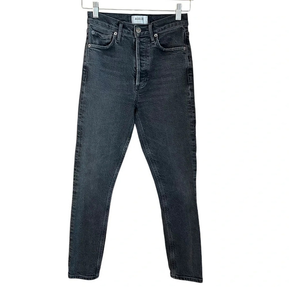 Agolde Nico High Rise Slim Jeans Black Grey 24 Contemporary Minimalist Capsule - Picture 1 of 7